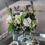 Lavender, Hydrangea and Rose in a Mirrored Cube RTfact Flowers 