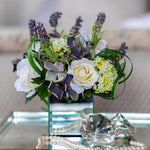 Lavender, Hydrangea and Rose in a Mirrored Cube RTfact Flowers 