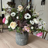 Ranunculus, Anemone, Lilac in a Stone Vase RTfact Flowers 