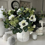 Hydrangeas, Eucalyptus and Anemone in a Stone Pot RTfact Flowers 