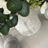 Hydrangeas, Eucalyptus and Anemone in a Stone Pot RTfact Flowers 