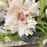 Dahlia, Guelder Rose, Roses and Queen Anne's Lace in a Grey Stone Pot RTfact Flowers 