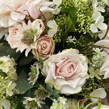 Dahlia, Guelder Rose, Roses and Queen Anne's Lace in a Grey Stone Pot RTfact Flowers 