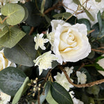 Eucalyptus, Astrantia and  Roses in an Opaque Glass Vase RTfact Flowers 