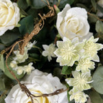 Eucalyptus, Astrantia and  Roses in an Opaque Glass Vase RTfact Flowers 