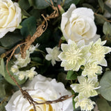 Eucalyptus, Astrantia and  Roses in an Opaque Glass Vase RTfact Flowers 