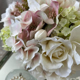 Rose, Hellebore, Hydrangea and Guelder Rose in a Stem Lined Cylinder RTfact Flowers 