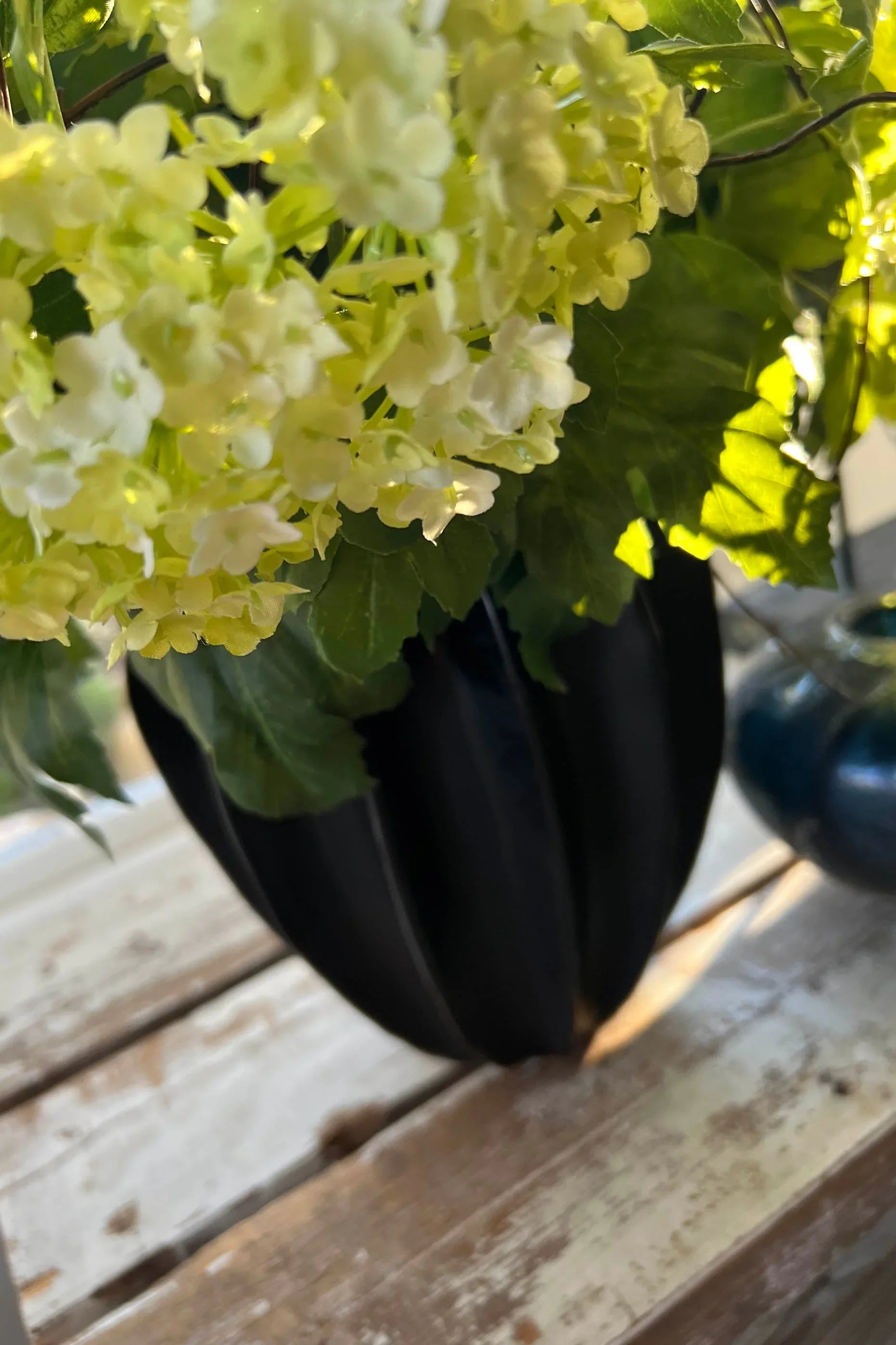 Guelder Rose and Twig in a Black Fluted Vase RTfact Flowers 