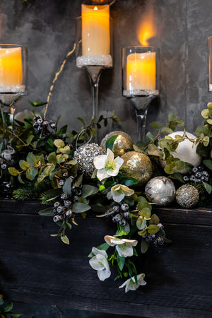 Spruce, Eucalyptus, Berry, Hellebore and Bauble Garland