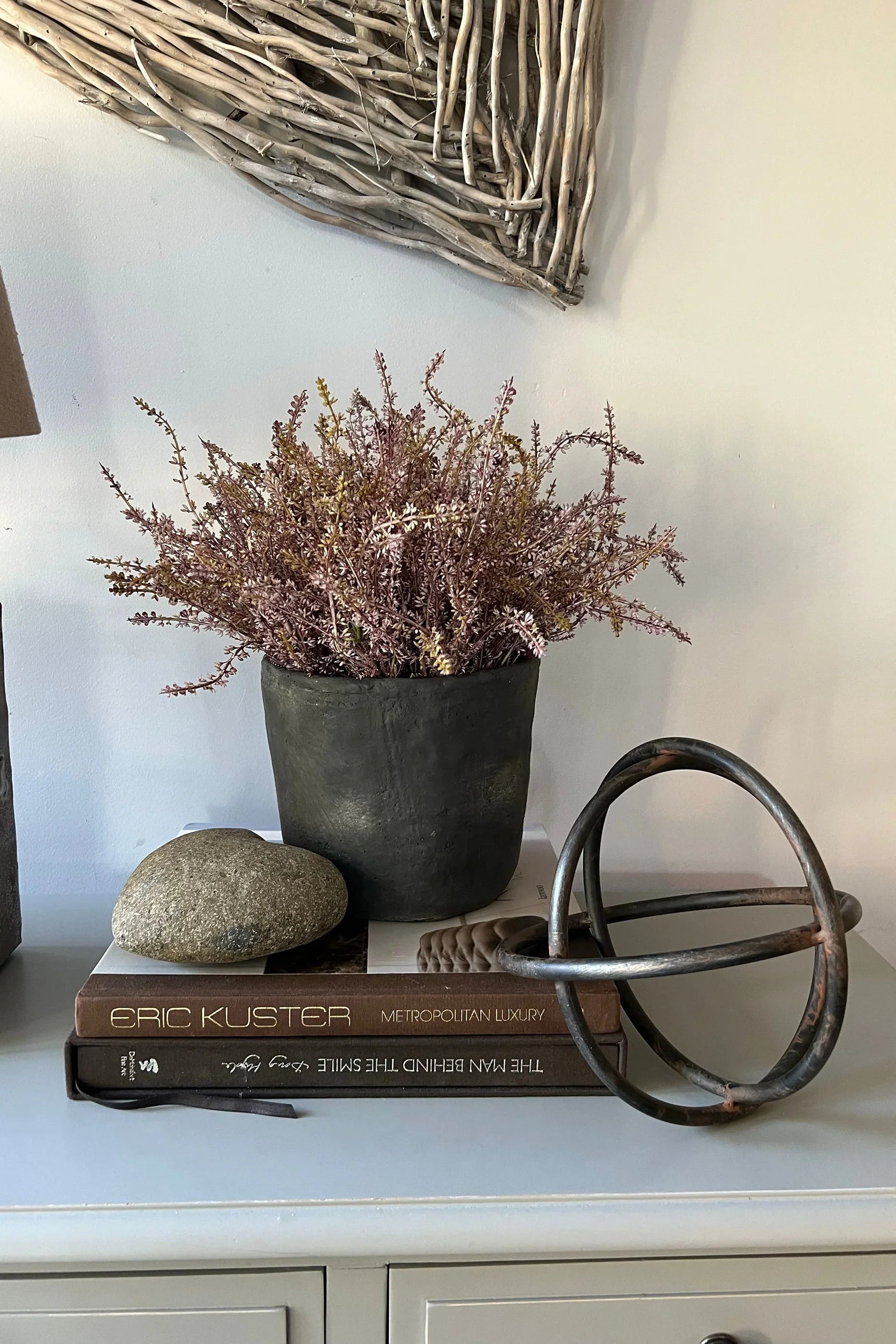 Heather in a Matt Black Stone Pot RTfact Flowers 
