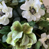 Eucalyptus, Hellebore, Hydrangea and Anemone in a Matt Black Vase RTfact Flowers 