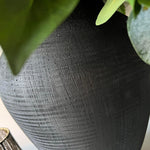 Eucalyptus, Hellebore, Hydrangea and Anemone in a Matt Black Vase RTfact Flowers 