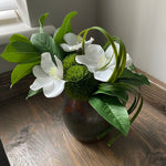 Vanda Orchid, Dianthus and Laurel in a Copper Vase RTfact Flowers 