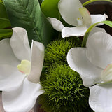 Vanda Orchid, Dianthus and Laurel in a Copper Vase RTfact Flowers 