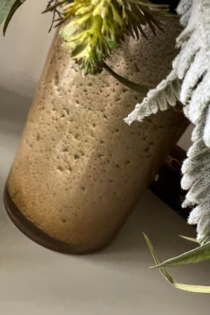 Rose, Eucalyptus and Fern in a Bronze/Gold Handpainted Vase