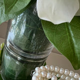 Hellebore, Guelder Rose and Blossom in a Leaf Lined Vase (Cream) RTfact Flowers 