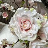 Rose and Blossom in a White Stone Vase RTfact Flowers 