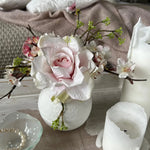Rose and Blossom in a White Stone Vase RTfact Flowers 