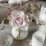 Rose and Blossom in a White Stone Vase RTfact Flowers 