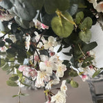 Blossom and Eucalyptus in a White Stone Vase RTfact Flowers 