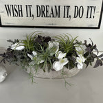 Orchids and Succulents in a Black Stone Boat RTfact Flowers 