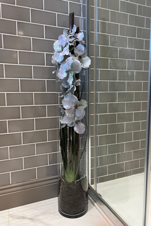 Vanda Orchid (Soft Blue) in a Tall Glass Cylinder