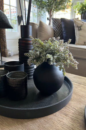 Mini plant in a Matt Black Vase (Grey/Green)