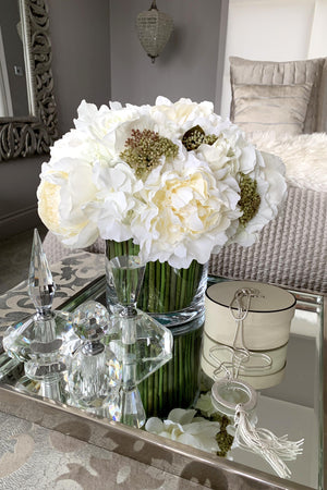 Peony, Hydrangea and Roses in a Stem lined Vase (cream)