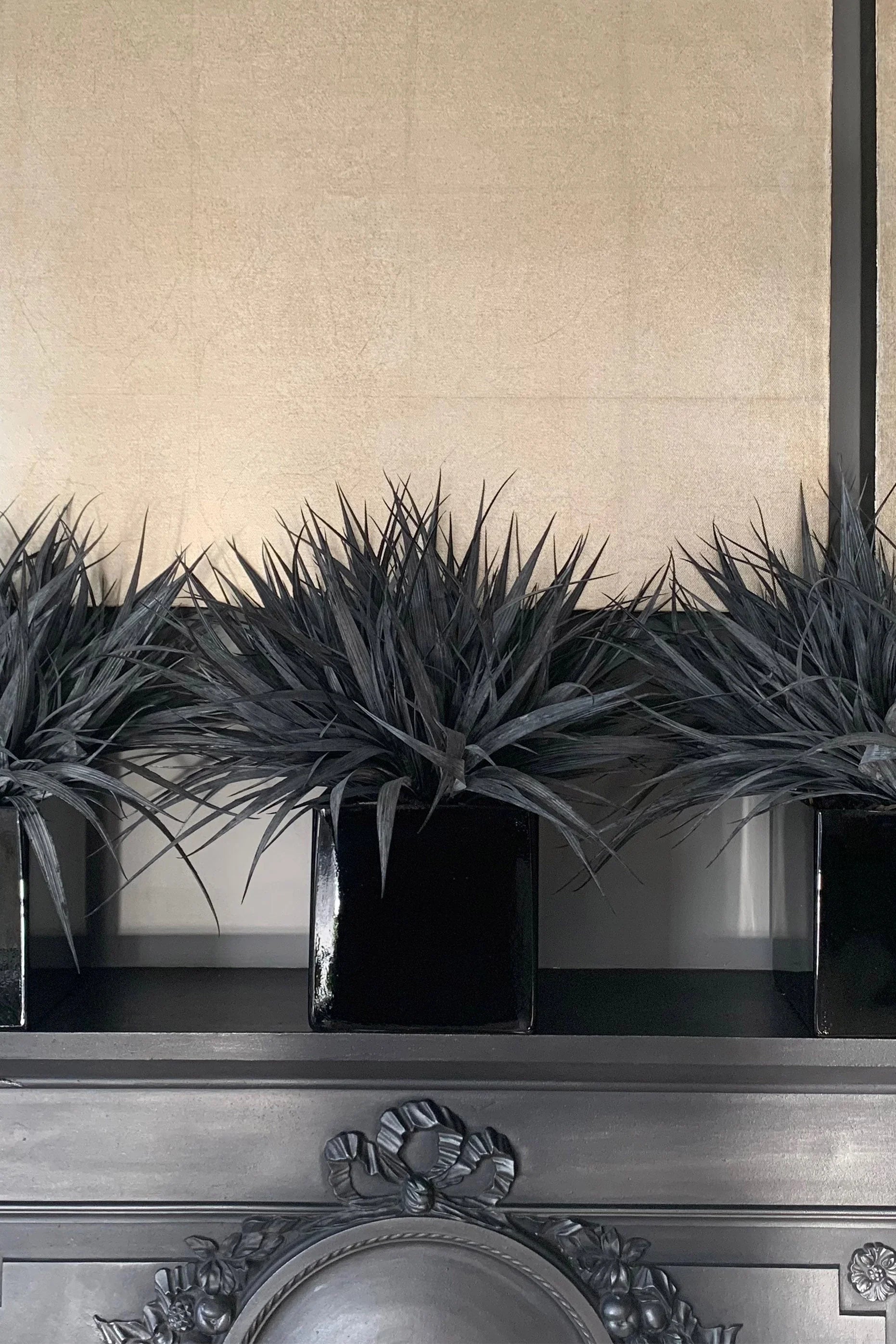 Black Grasses in a Black Glass Cube RTfact Flowers 