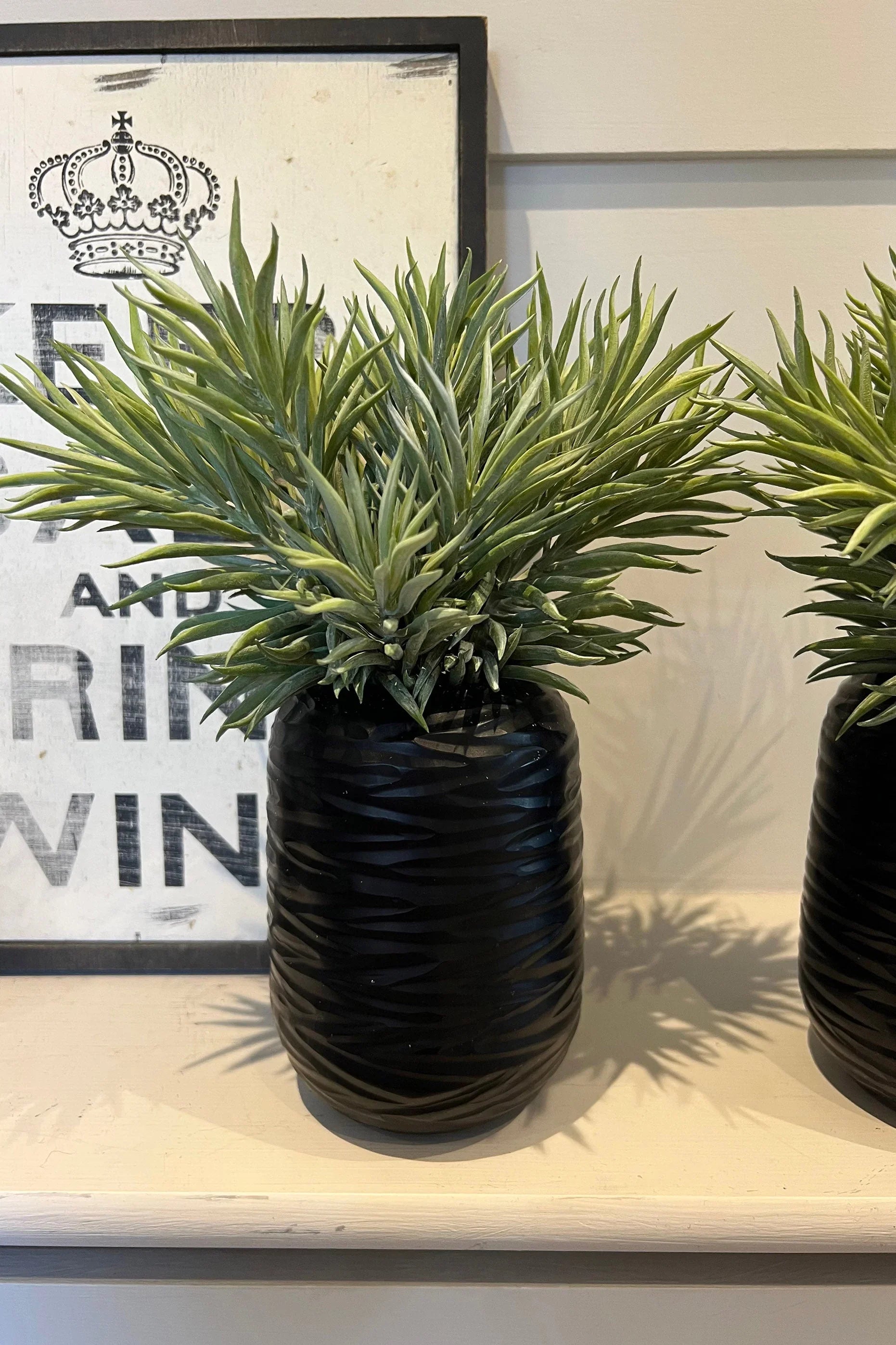 Spiky Succulents in a Carved Glass Vase RTfact Flowers 