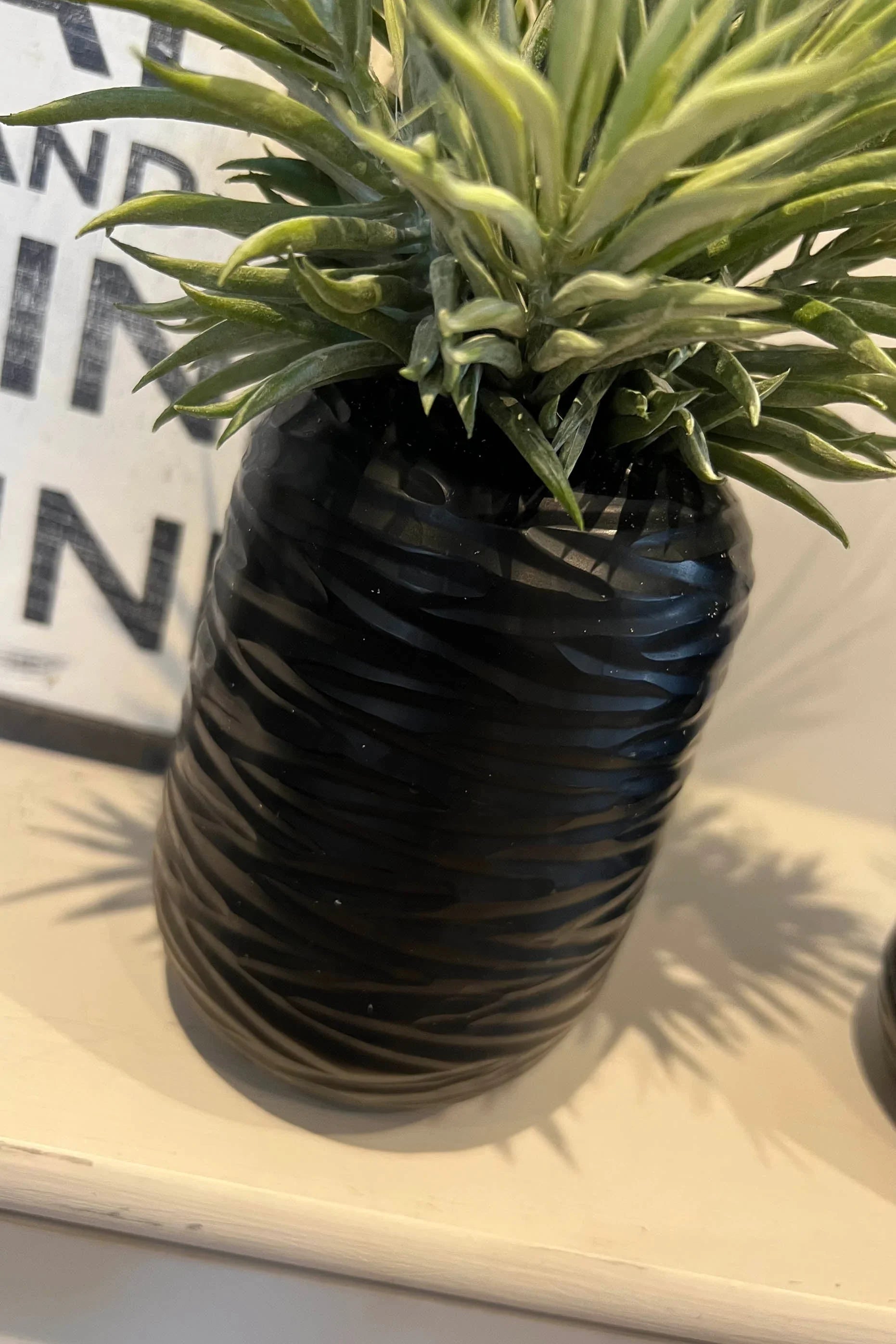 Spiky Succulents in a Carved Glass Vase RTfact Flowers 